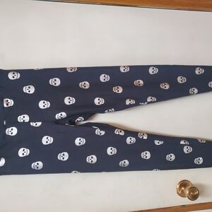 Kids Skull Print Leggings - Navy